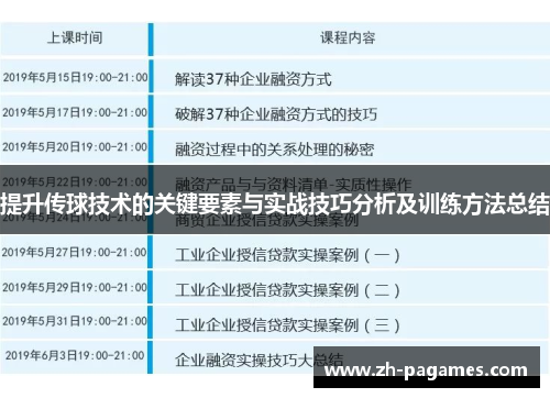 提升传球技术的关键要素与实战技巧分析及训练方法总结